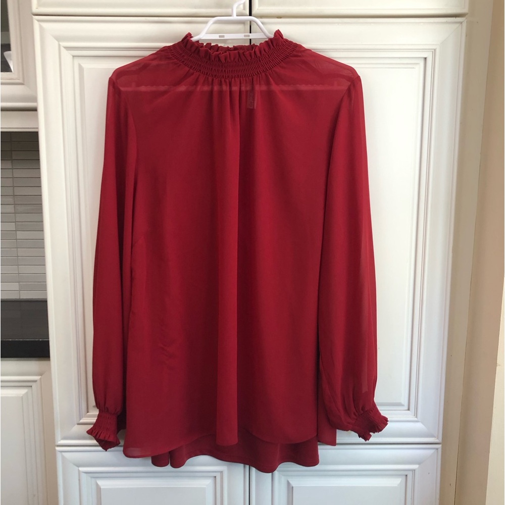 SIZE 2X - Addition Elle women’s sheer blouse w/ tank liner
